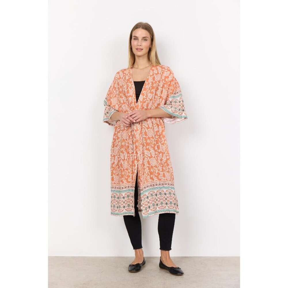 NWT SOYA CONCEPT Enel Papaya Paisley Floral Print Kimono